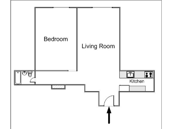 New York 1 Camera da letto appartamento - piantina approssimativa dell' appartamento  (NY-15342)