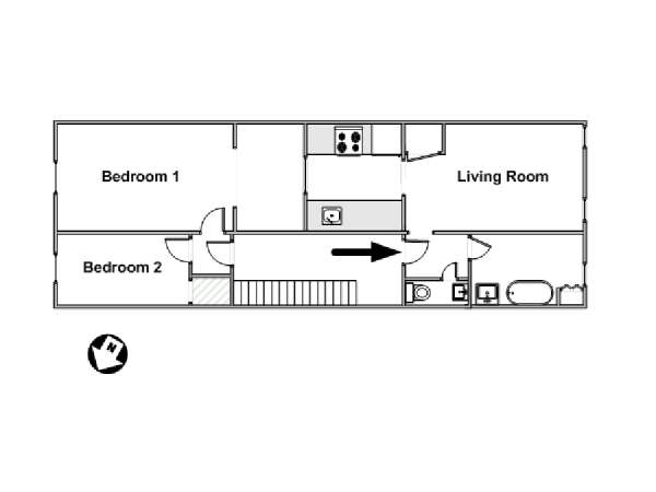 New York 2 Bedroom accommodation - apartment layout  (NY-15344)