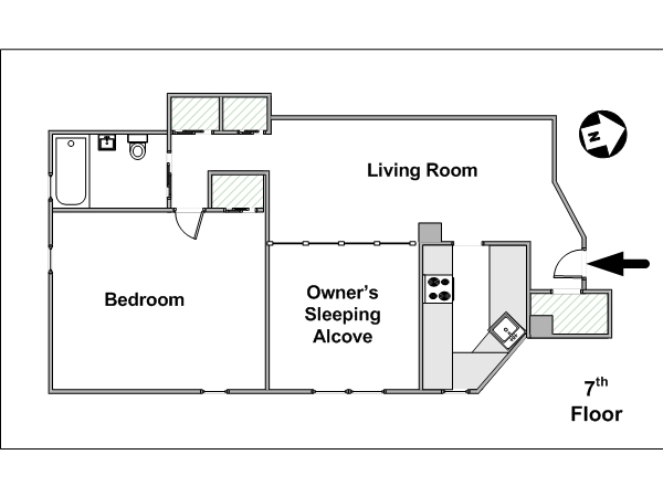 New York 2 Zimmer wohngemeinschaft - layout  (NY-15348)