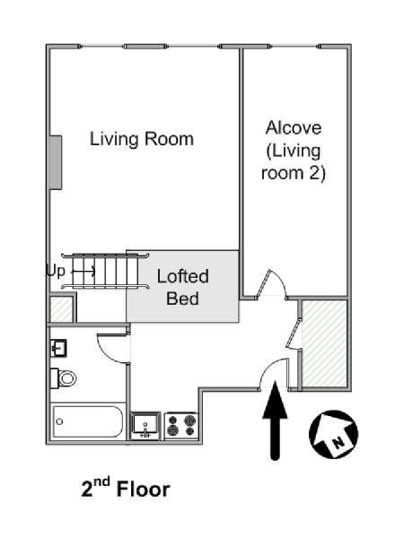 New York Studio avec Alcôve T1 logement location appartement - plan schématique  (NY-15349)