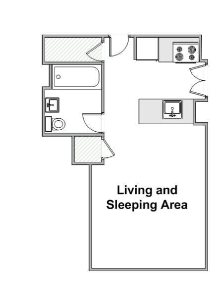 New York Monolocale appartamento - piantina approssimativa dell' appartamento  (NY-15351)