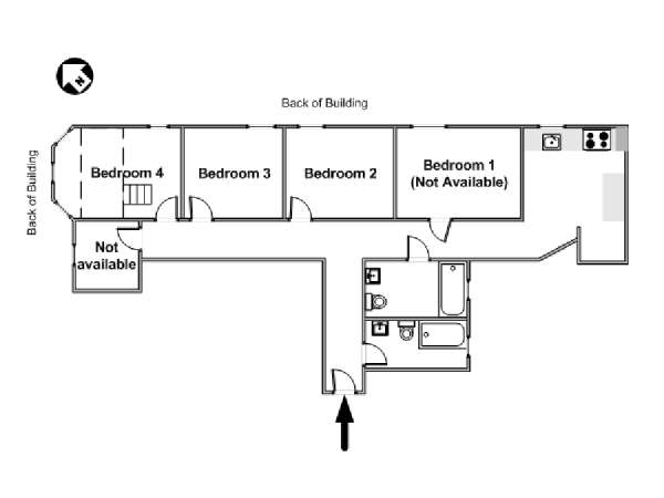 New York 4 Camere da letto stanza in affitto - piantina approssimativa dell' appartamento  (NY-15357)