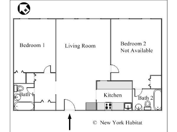 New York 2 Camere da letto stanza in affitto - piantina approssimativa dell' appartamento  (NY-15394)