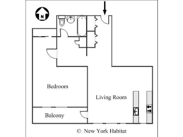 New York 1 Bedroom apartment - apartment layout  (NY-15398)