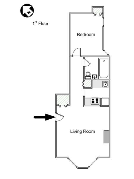 New York 1 Bedroom apartment - apartment layout  (NY-15403)