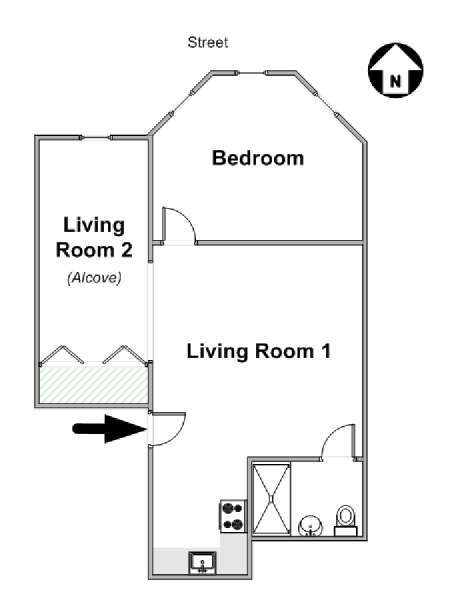 New York Alcove Studio apartment - apartment layout  (NY-15408)