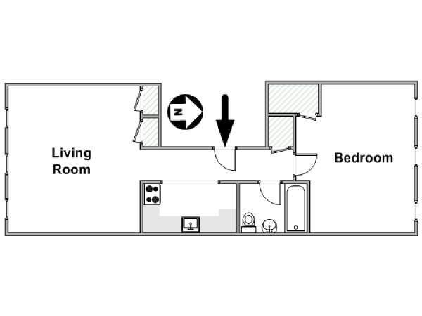 New York 1 Bedroom accommodation - apartment layout  (NY-15415)