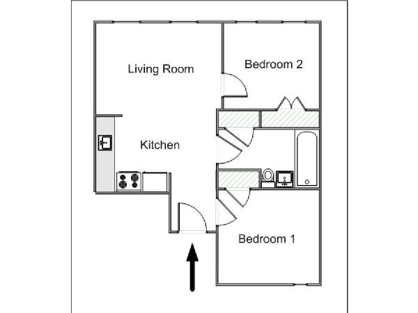 New York 2 Bedroom apartment - apartment layout  (NY-15418)