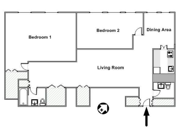 New York 2 Bedroom apartment - apartment layout  (NY-15419)
