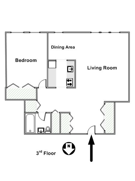 New York 1 Camera da letto appartamento - piantina approssimativa dell' appartamento (NY-15420) New York 1 Camera da letto appartamento - piantina approssimativa dell' appartamento (NY-15420)