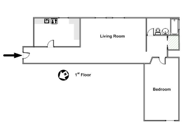 New York 1 Bedroom apartment - apartment layout  (NY-15425)