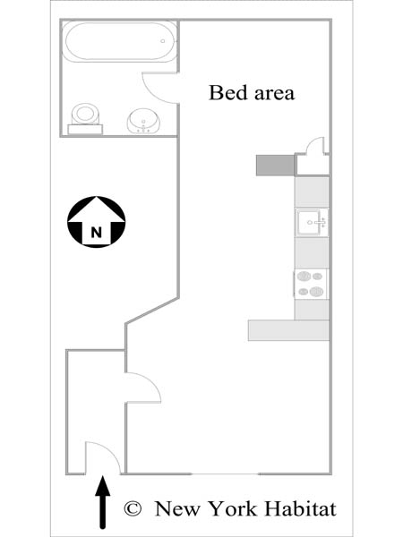 New York Grande monolocale appartamento casa vacanze - piantina approssimativa dell' appartamento  (NY-15429)
