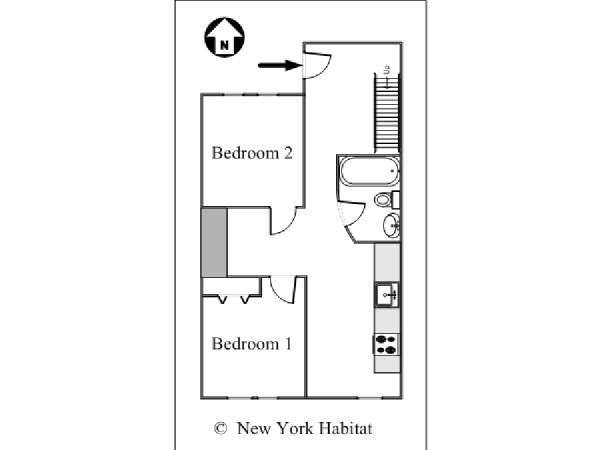 New York 2 Camere da letto stanza in affitto - piantina approssimativa dell' appartamento  (NY-15454)