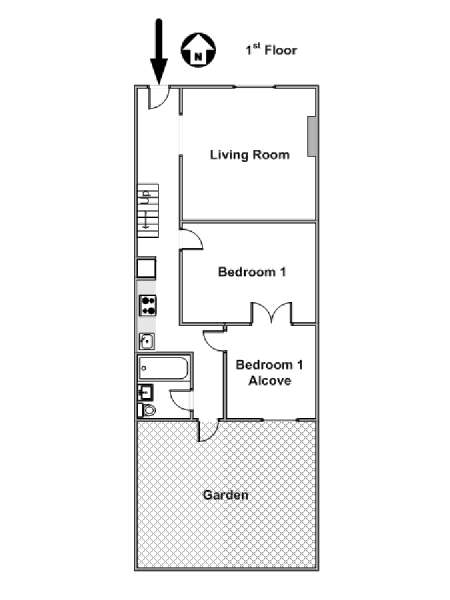 New York 1 Camera da letto appartamento casa vacanze - piantina approssimativa dell' appartamento  (NY-15458)