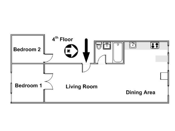 New York 2 Bedroom roommate share apartment - apartment layout  (NY-15459)