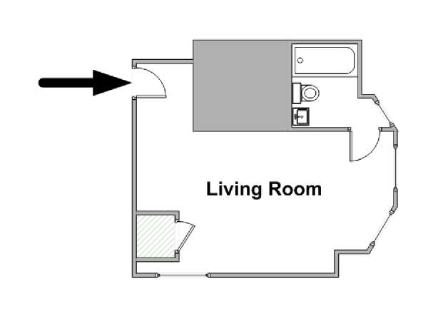 New York Studio T1 appartement colocation - plan schématique  (NY-15460)