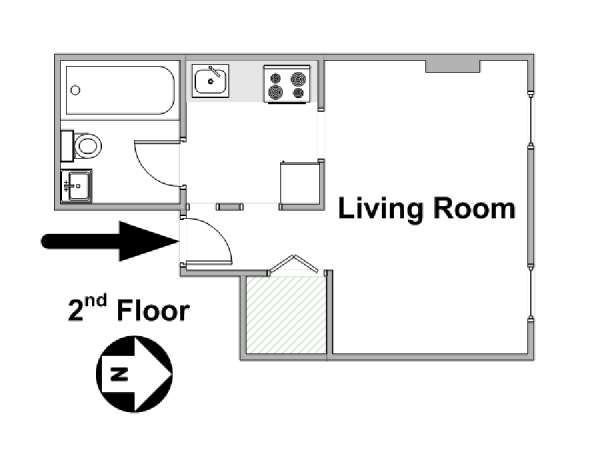New York Monolocale appartamento - piantina approssimativa dell' appartamento  (NY-15465)