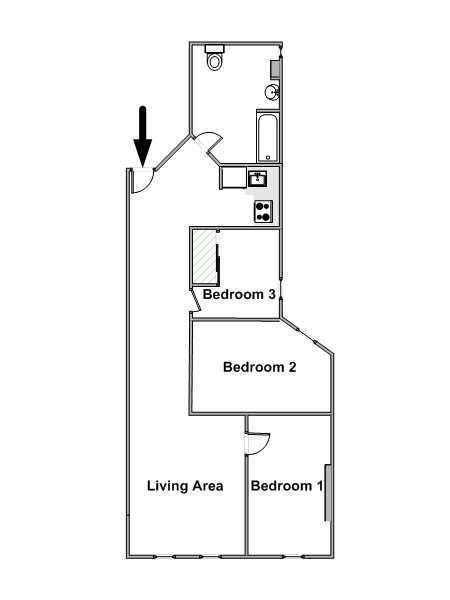 New York 3 Bedroom apartment - apartment layout  (NY-15496)