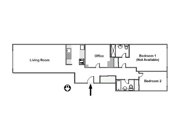 New York 2 Bedroom roommate share apartment - apartment layout  (NY-15502)