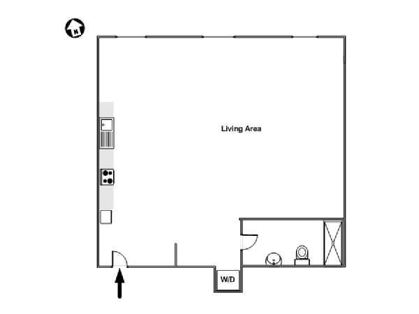 New York Monolocale appartamento - piantina approssimativa dell' appartamento  (NY-15506)