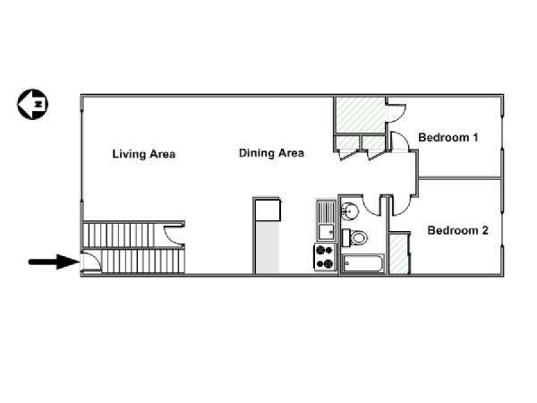 New York 2 Camere da letto appartamento - piantina approssimativa dell' appartamento  (NY-15514)