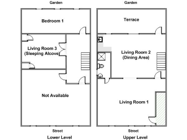 New York T2 - Duplex logement location appartement - plan schématique  (NY-15526)