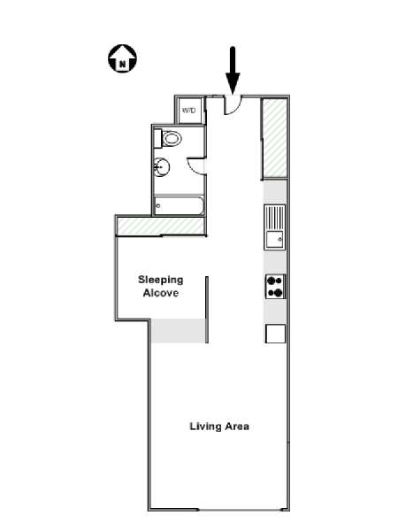 New York Studio avec Alcôve T1 logement location appartement - plan schématique  (NY-15528)