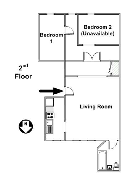 New York 2 Bedroom roommate share apartment - apartment layout  (NY-15534)