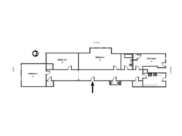 New York 4 Camere da letto affitto bed breakfast - piantina approssimativa dell' appartamento  (NY-15535)