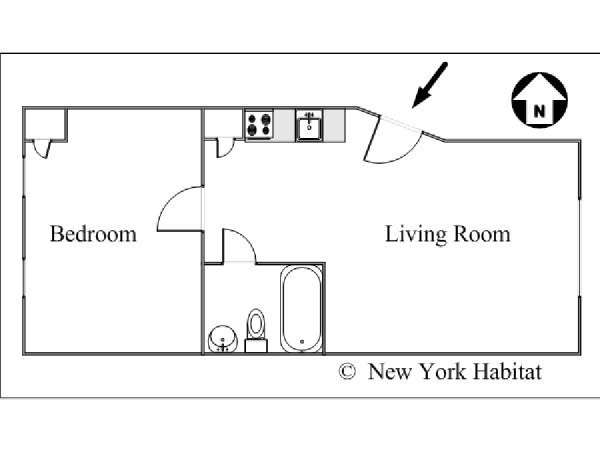 New York 1 Camera da letto appartamento - piantina approssimativa dell' appartamento  (NY-15554)