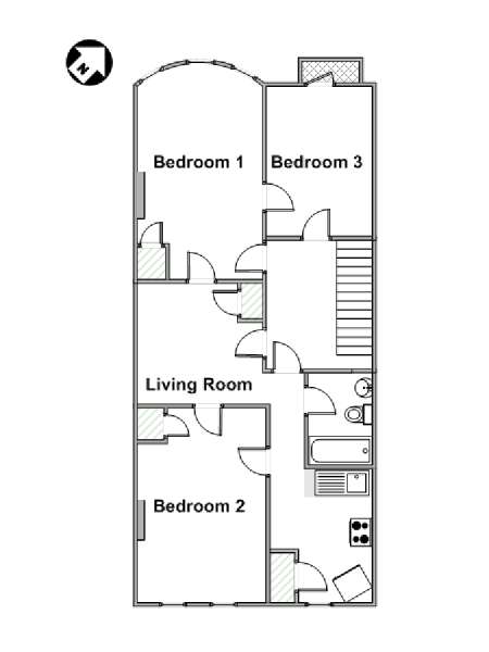 New York 3 Bedroom apartment - apartment layout  (NY-15567)
