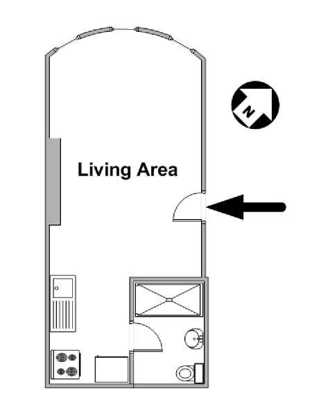 New York Monolocale appartamento - piantina approssimativa dell' appartamento  (NY-15569)