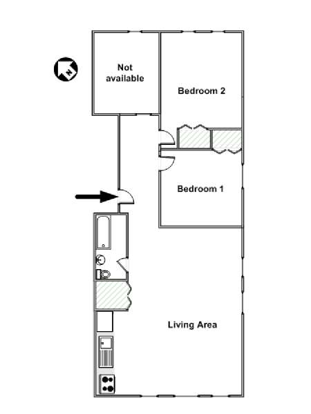 New York 2 Bedroom roommate share apartment - apartment layout  (NY-15573)