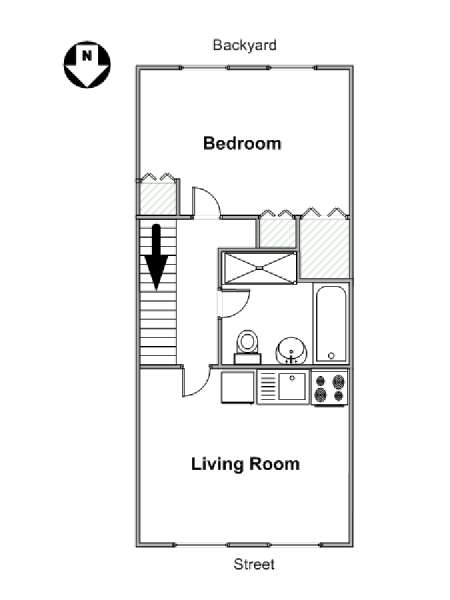 New York 1 Camera da letto appartamento - piantina approssimativa dell' appartamento  (NY-15581)