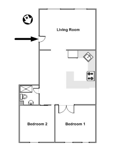New York 2 Camere da letto appartamento - piantina approssimativa dell' appartamento  (NY-15590)