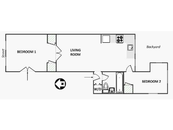New York 2 Bedroom apartment - apartment layout  (NY-15592)