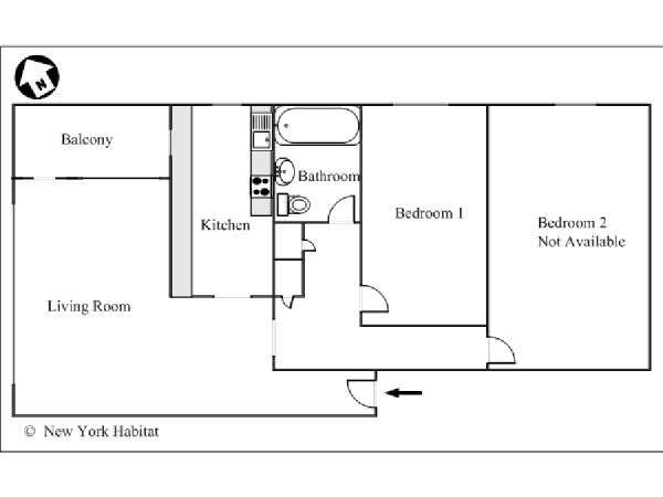 New York 2 Camere da letto stanza in affitto - piantina approssimativa dell' appartamento  (NY-15649)