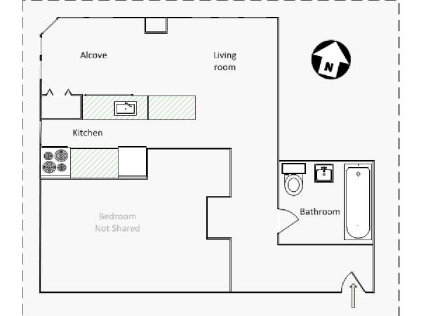 New York 1 Bedroom roommate share apartment - apartment layout  (NY-15670)