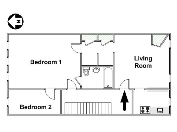 New York 2 Bedroom accommodation - apartment layout  (NY-15678)