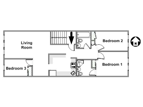 New York 3 Bedroom apartment - apartment layout  (NY-15681)
