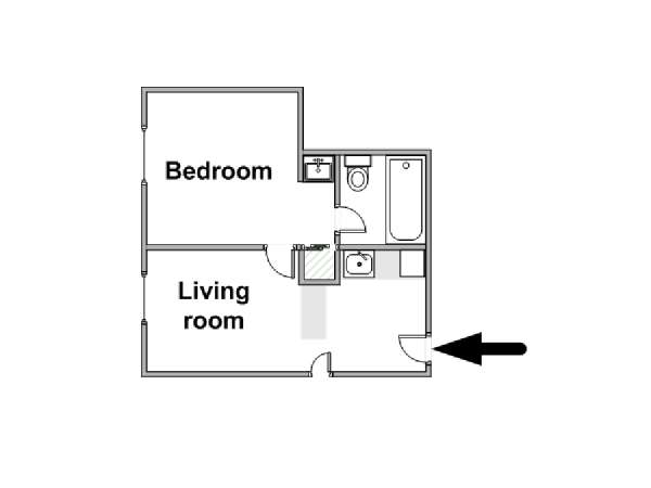 New York 1 Camera da letto appartamento casa vacanze - piantina approssimativa dell' appartamento  (NY-15683)