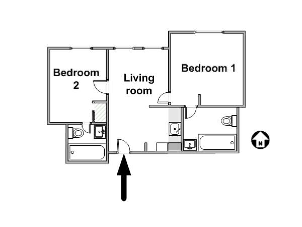 New York 2 Camere da letto appartamento casa vacanze - piantina approssimativa dell' appartamento  (NY-15684)