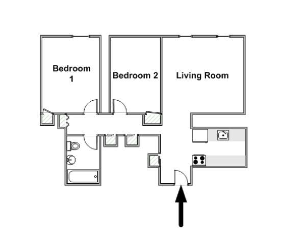 New York 2 Camere da letto stanza in affitto - piantina approssimativa dell' appartamento  (NY-15693)
