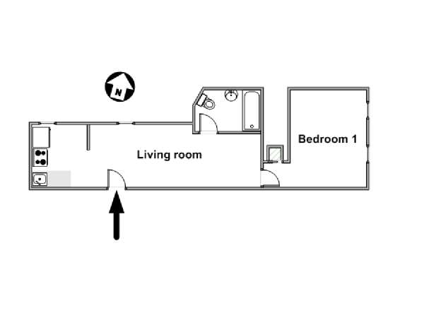 New York 1 Bedroom apartment - apartment layout  (NY-15701)