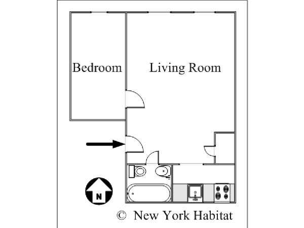New York 1 Bedroom apartment - apartment layout  (NY-15711)