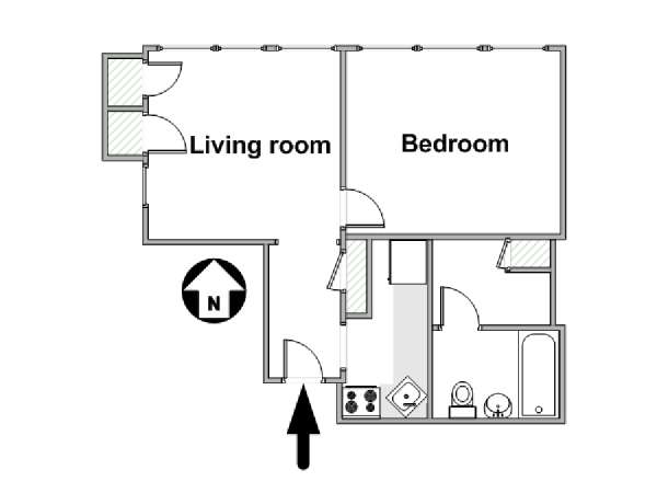 New York 1 Bedroom apartment - apartment layout  (NY-15714)