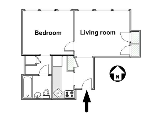 New York 1 Bedroom apartment - apartment layout  (NY-15715)