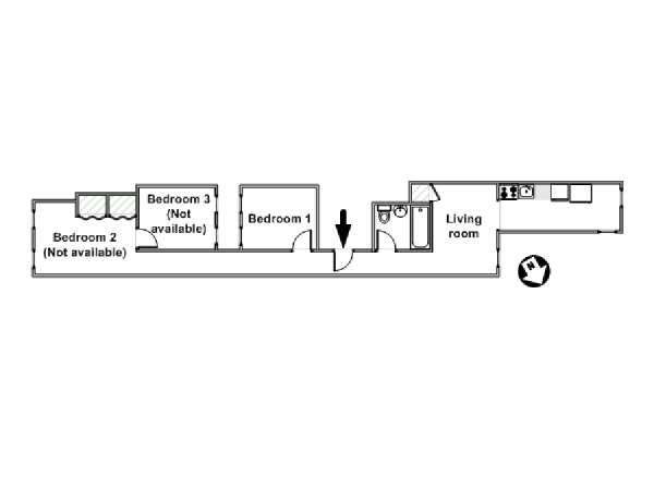 New York 3 Camere da letto stanza in affitto - piantina approssimativa dell' appartamento  (NY-15738)