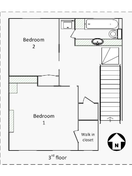 New York 3 Bedroom - Triplex apartment - apartment layout 3 (NY-15751)