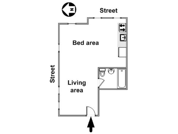 New York Monolocale appartamento - piantina approssimativa dell' appartamento  (NY-15769)